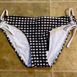 NWT! Sz S Abercrombie & Fitch Swimwear Bikini Bottoms Black & White Plaid